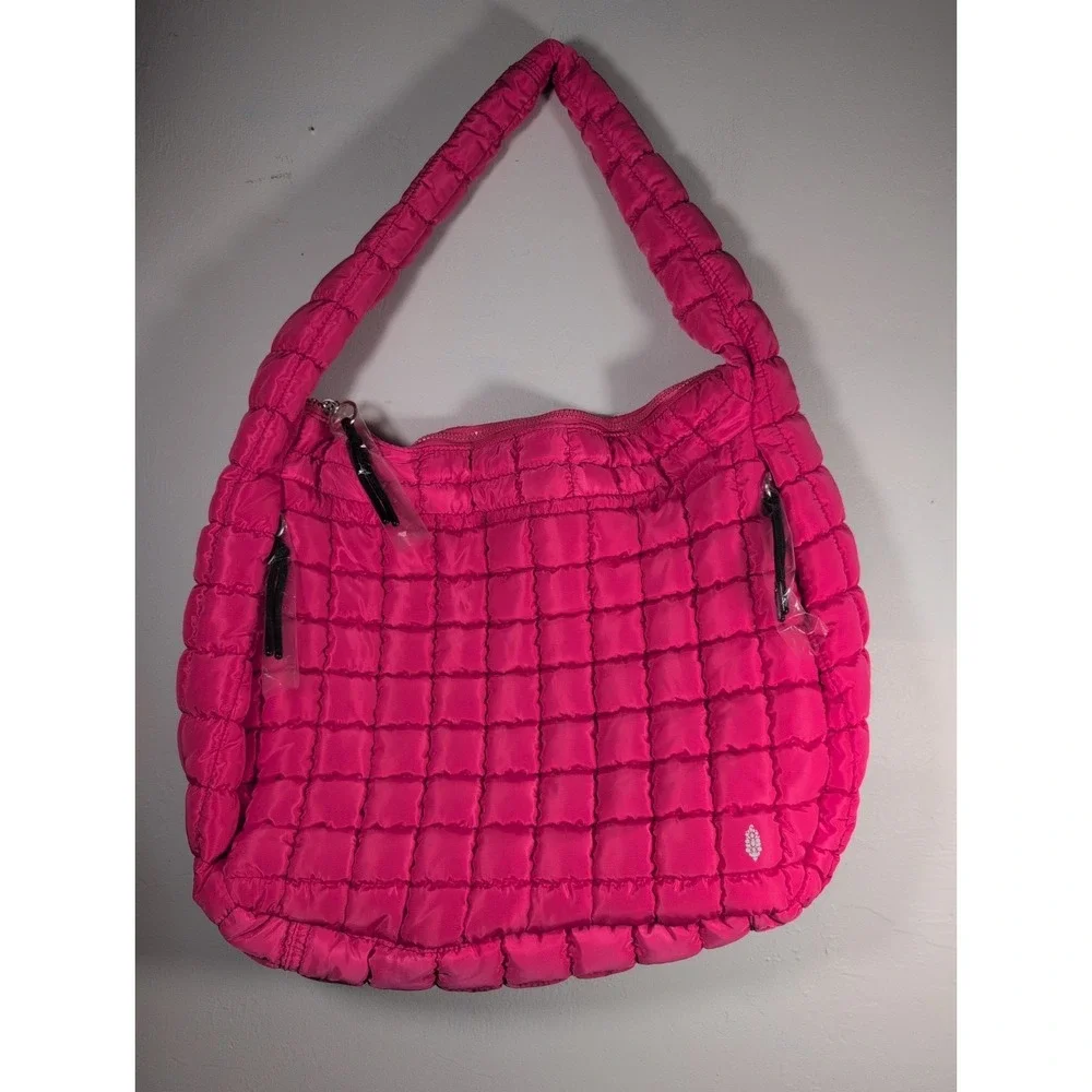 Free People Movement Quilted XL Carry-all Zip Closure Pink Shoulder Bag - NEW